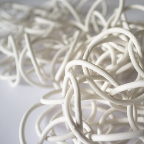 white porcelain chainmail links